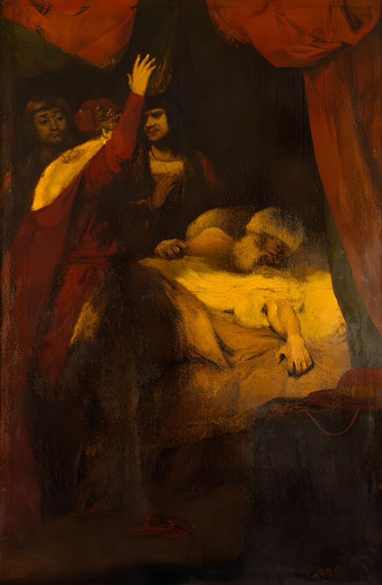 «Смерть кардинала Бофорта», Джошуа Рейнольдс. 1789 г. До реставрации.