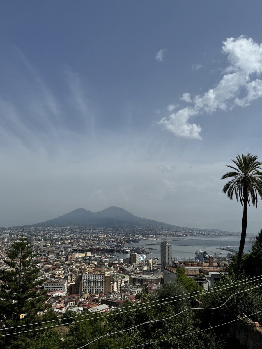 Неаполь. Вид со смотровой площадки на вулкан Везувий.