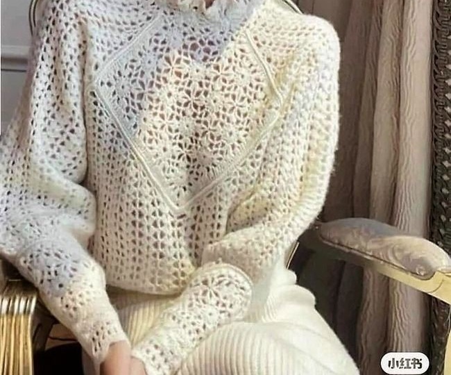 Роскошный свитер крючком со схемами