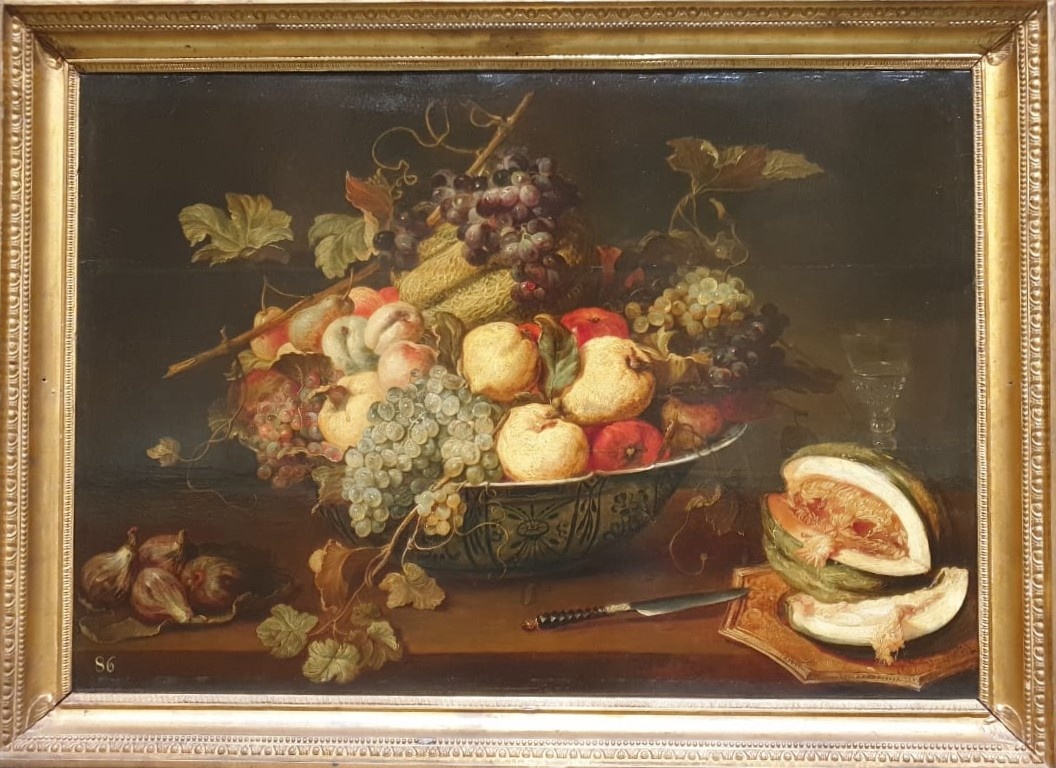 Франс Снейдерс Фрукты в чаше и разрезанная дыня