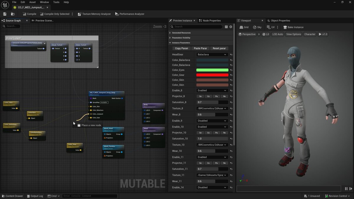 Изменяемая настройка персонажа в Unreal Engine 5.5