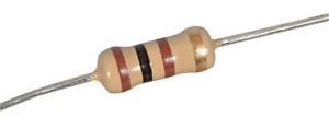 Стандартный резистор на 100 Ом: цветные полосы соответствуют значению сопротивления