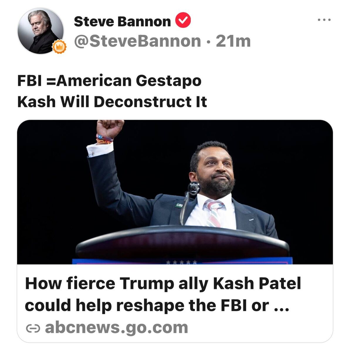 ФБР=Гестапо. Хорошее сравнение сделал Стив Бэннон.