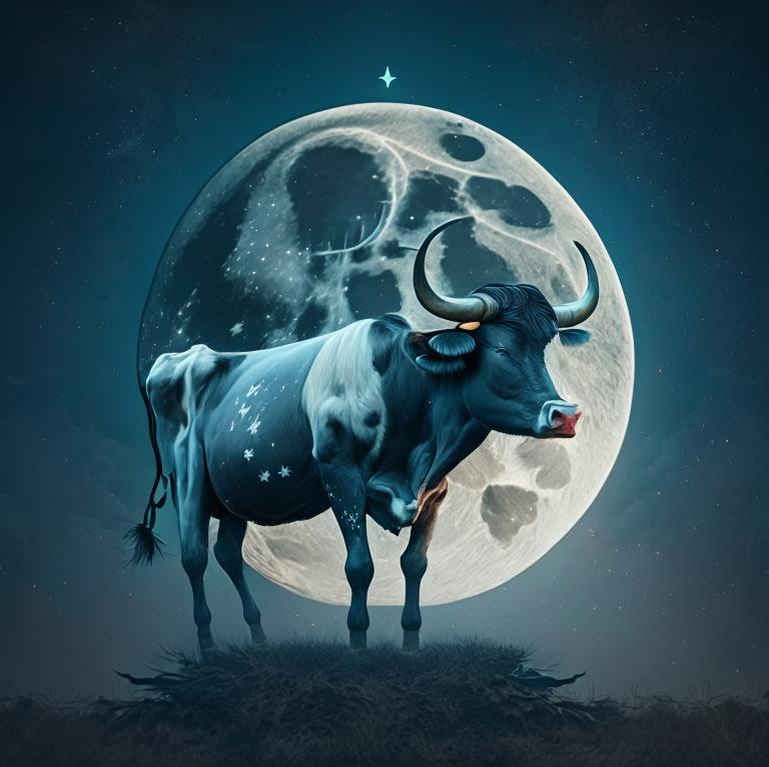 Луна в знаке Телец.Рисует нейросеть по моим промтам.