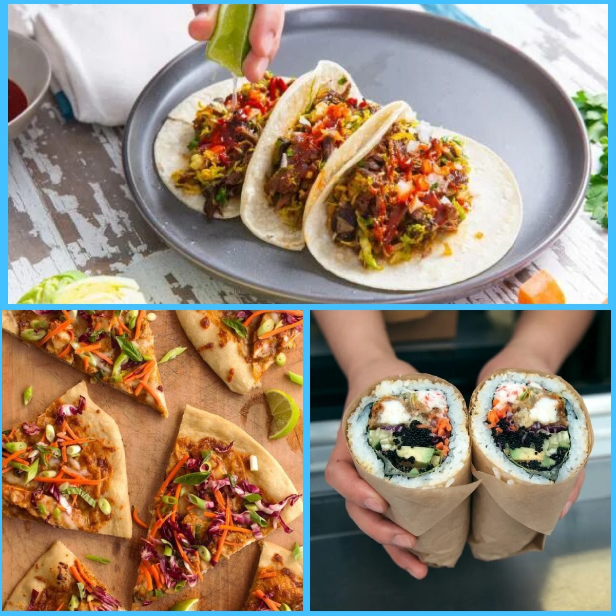 Фьюжн кухня. Как аппетитно выглядит кимчи такос, да? А суши-буритто? А пицца в тайском стиле?