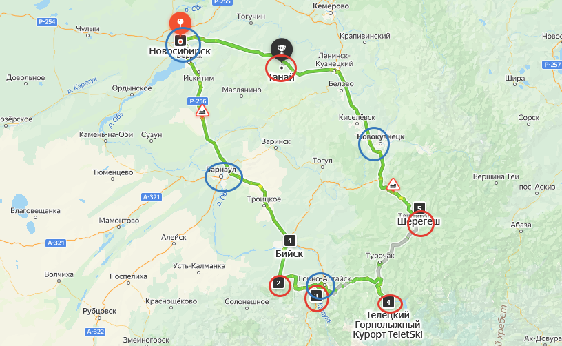 Ситуационная карта. Красными кружочками обозначены ГЛК. Синими - расположение аэропортов.