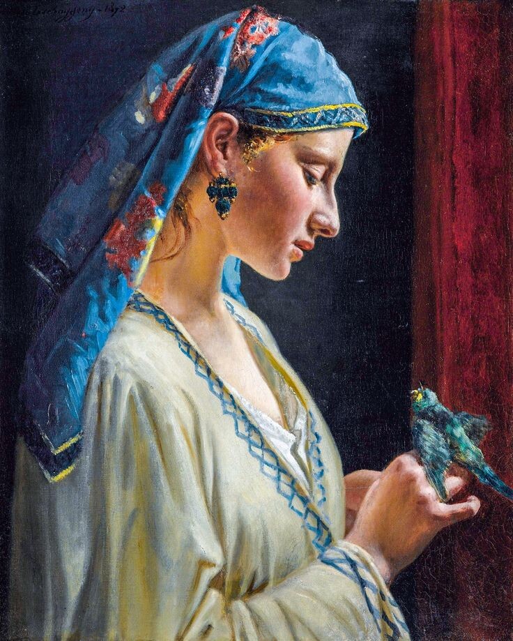 Держите для вдохновения Фредерик-Пьер Чагени "Девушка с попугаем"