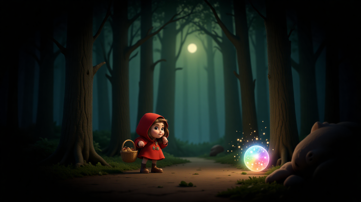 В стародавние времена, в маленькой деревушке, жила девочка по имени Красная Шапочка. Её звали так из-за яркого красного плаща, который ей сшила бабушка. Однажды мать отправила её к бабушке, живущей в лесу, с корзиной, полной пирожков и масла. — Не сворачивай с дороги и не разговаривай с незнакомцами! — строго сказала мать мать.
Красная Шапочка, послушная девочка, отправилась в путь. Лес был густым и таинственным. Деревья словно шептали друг другу, а солнце пробивалось сквозь листву, создавая загадочные тени.
