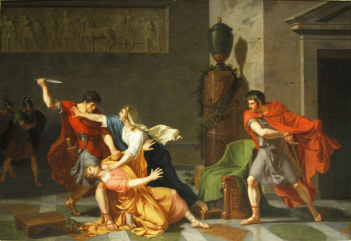 «Смерть Геты на руках матери». Жак-Огюстен-Катрин Пажу, XIX в.