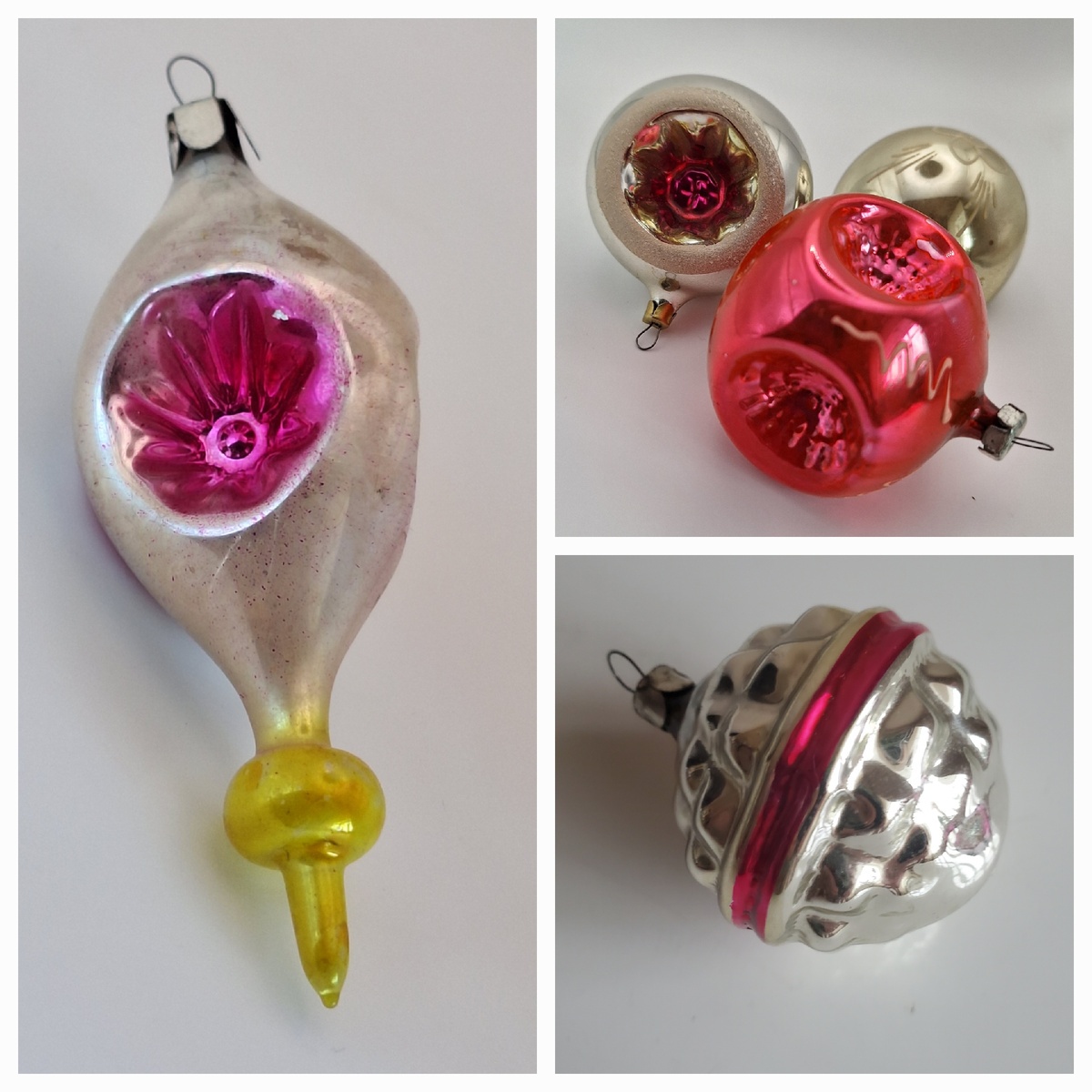 Фото и коллаж автора.  Ярко-розовый шар с прожекторами светится в темноте, не полностью, а только нанесенная краска белого цвета, в которую добавлен фосфор.