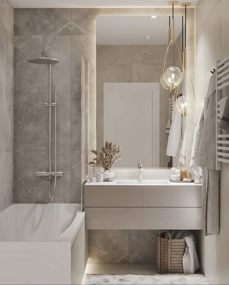 Дизайн маленькой ванной. Фото 1.