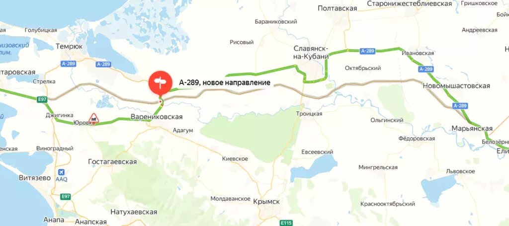 Трасса а 289 краснодар керчь на карте