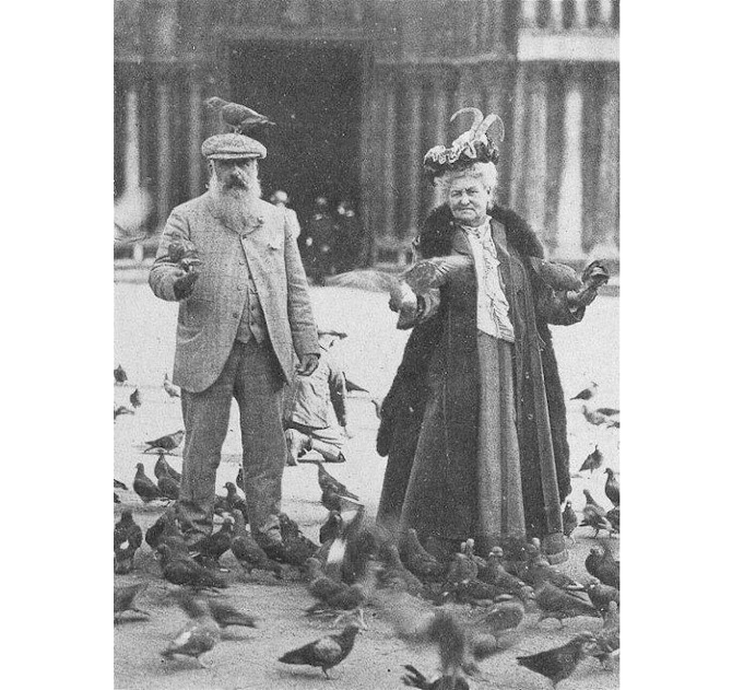 Клод Моне с женой Алисой на площади Сан Марко, Венеция, октябрь 1908 года