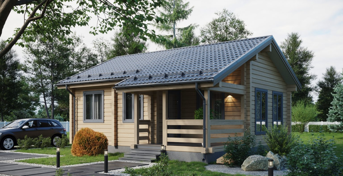 Одноэтажный дом из бруса 8х8 от компании «Мастер»