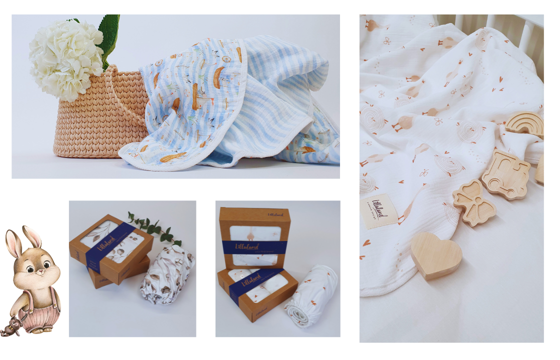 Пеленки, простынка, плед из муслина бренда Lillaland