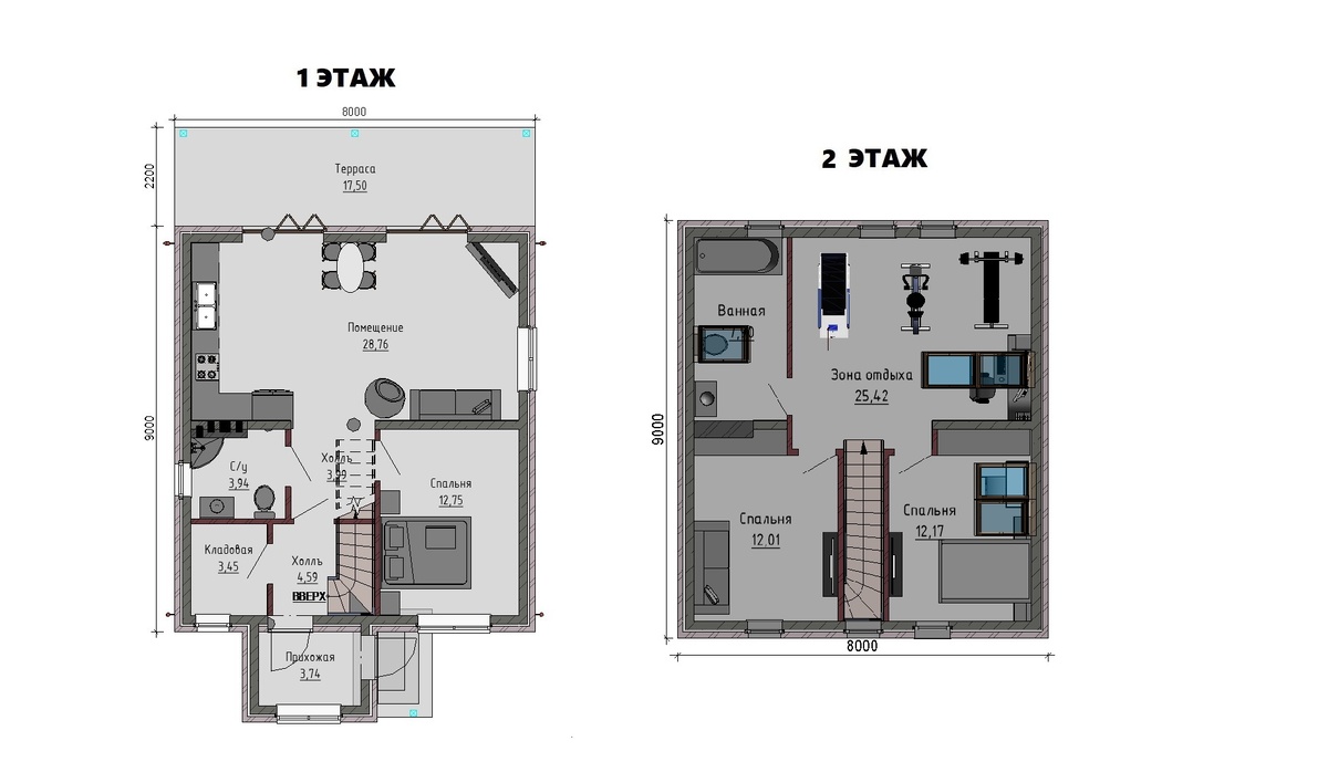 План 1-го и 2го этажей