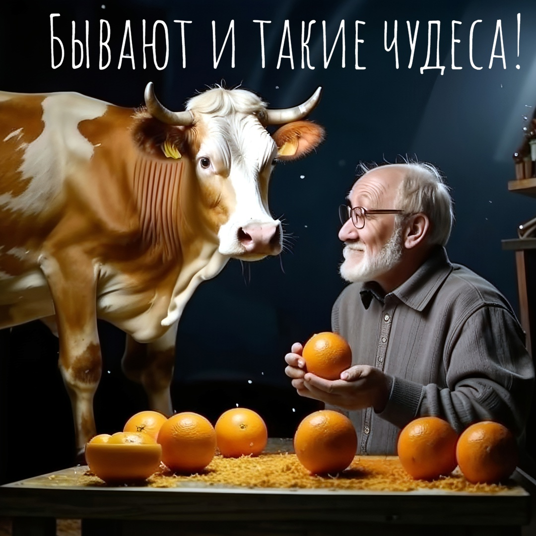 Корова начала доиться апельсиновым соком