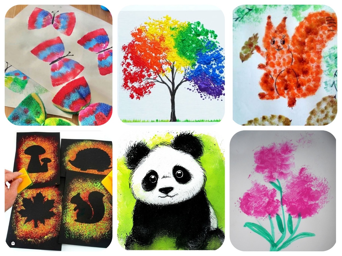 Примеры рисунков сделанных с помощью губки