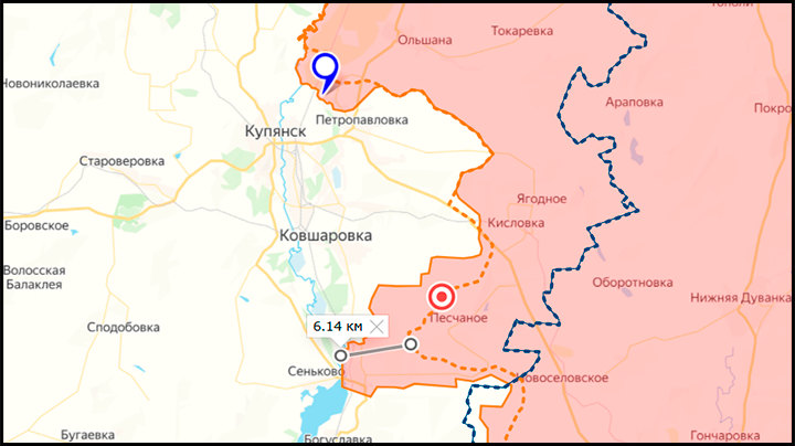    Ситуация на момент выступления Путина. Оранжевый пунктир показывает линию фронта на начало октября. Источник: lostarmour.info