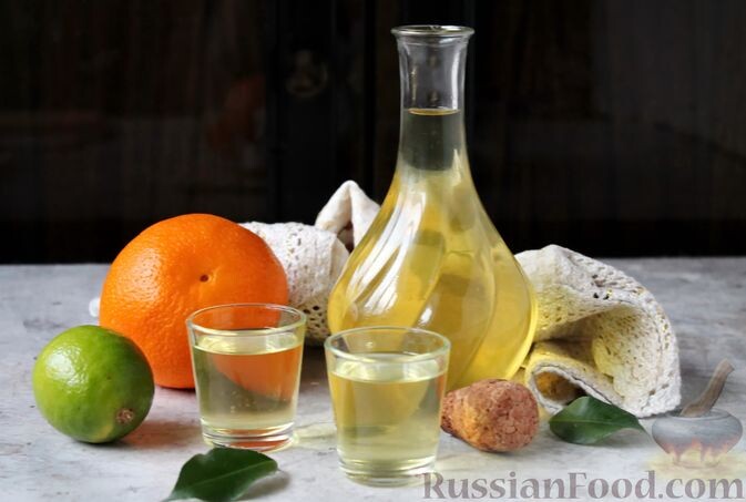 лимон, лайм, апельсин, водка, сахар