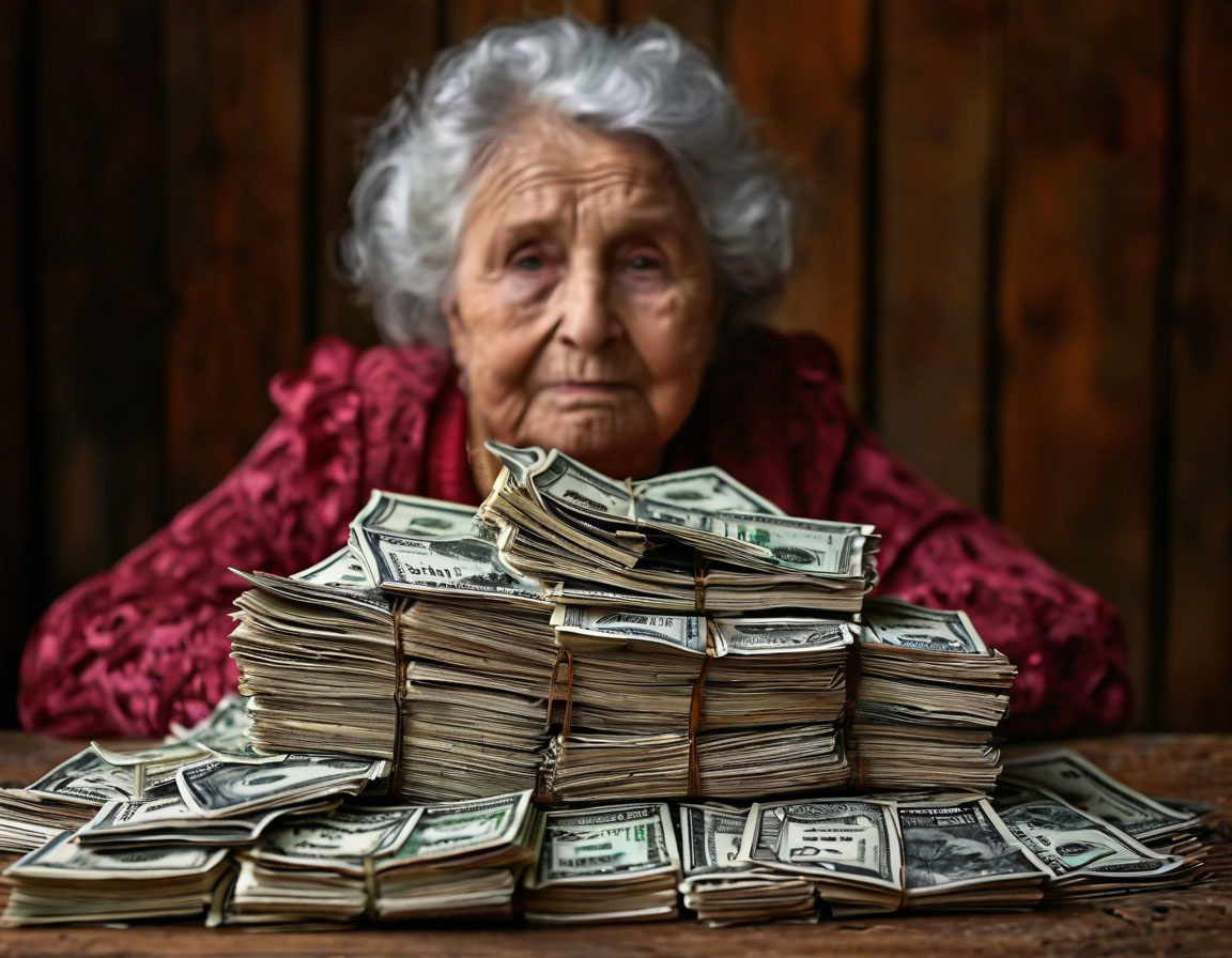Очень богатая бабушка. Сгенерировано нейросетью