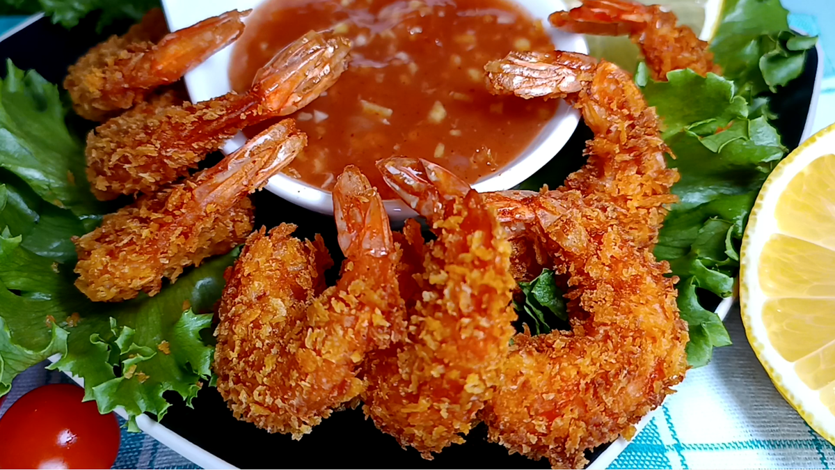 ✨ Креветки в хрустящем кляре с кисло-сладким соусом чили. Креветки по-тайски