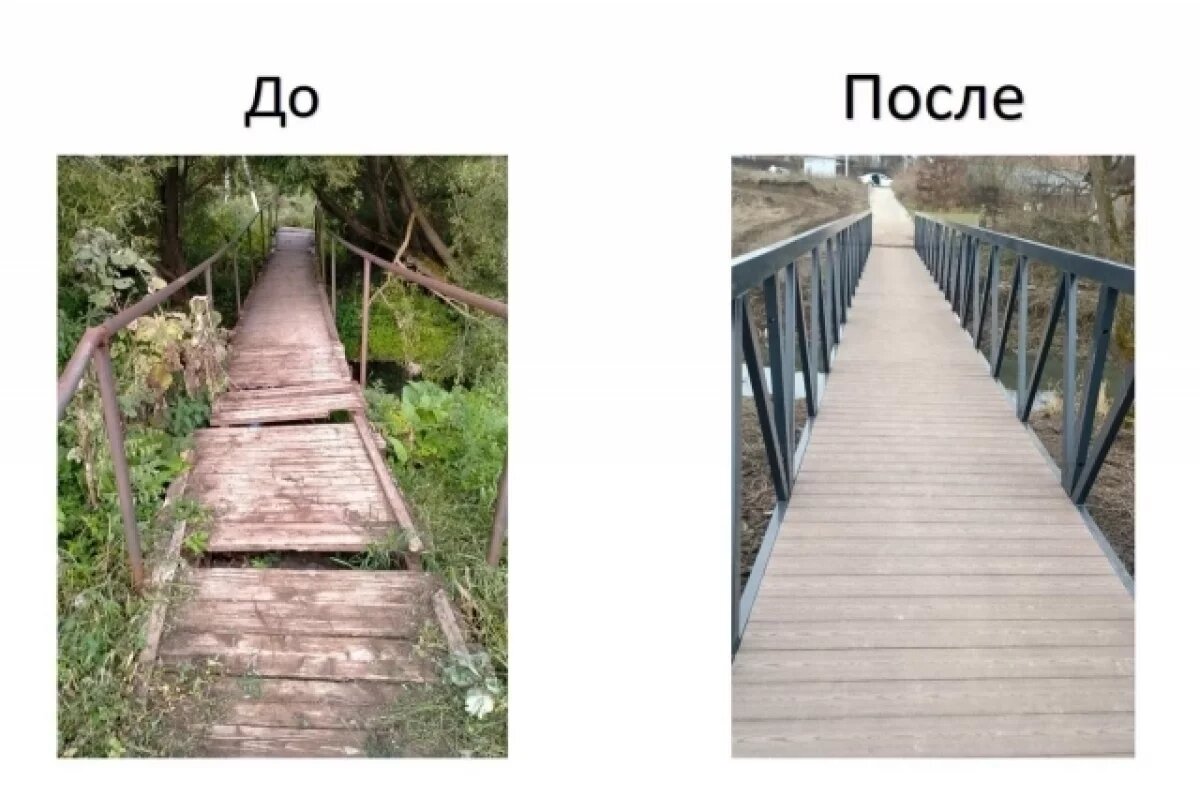    В Ясногорске реконструировали пешеходный мост до улицы Заречной