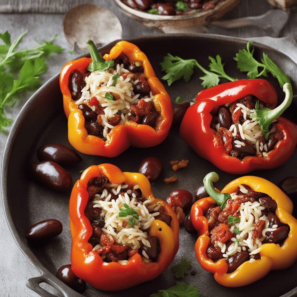 Ингредиенты:ПаприкаСваренный рисСваренная красная фасольСушеные помидоры в маслеМаслины без косточекЗелень на выборСольПриготовление:Аккуратно отрежьте верхушки паприки и удалите семена.В большой миске смешайте сваренный рис, сваренную красную фасоль, нарезанные сушеные помидоры в масле, маслины без косточек, мелко нарезанную зелень и посолите по вкусу.Наполните каждую паприку получившимся фаршем, накройте крышечками и уложите их в запекаемую форму.Запекайте в предварительно разогретой до 180°C духовке в течение 30 минут.Это замечательное блюдо станет прекрасным и легким ужином. Приятного аппетита!