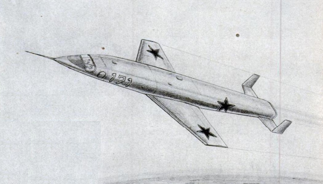 сделанный автором статьи рисунок бомбардировщика с ракетным двигателем, способного летать со скоростью 13000 миль в час (20917 км/ч). Как предполагается, Россия заинтересована в этом бомбардировщике, задуманном немцами в 1945 году. Плоская нижняя поверхность фюзеляжа позволяет летательному аппарату «скользить» в верхних слоях атмосферы подобно камню по воде