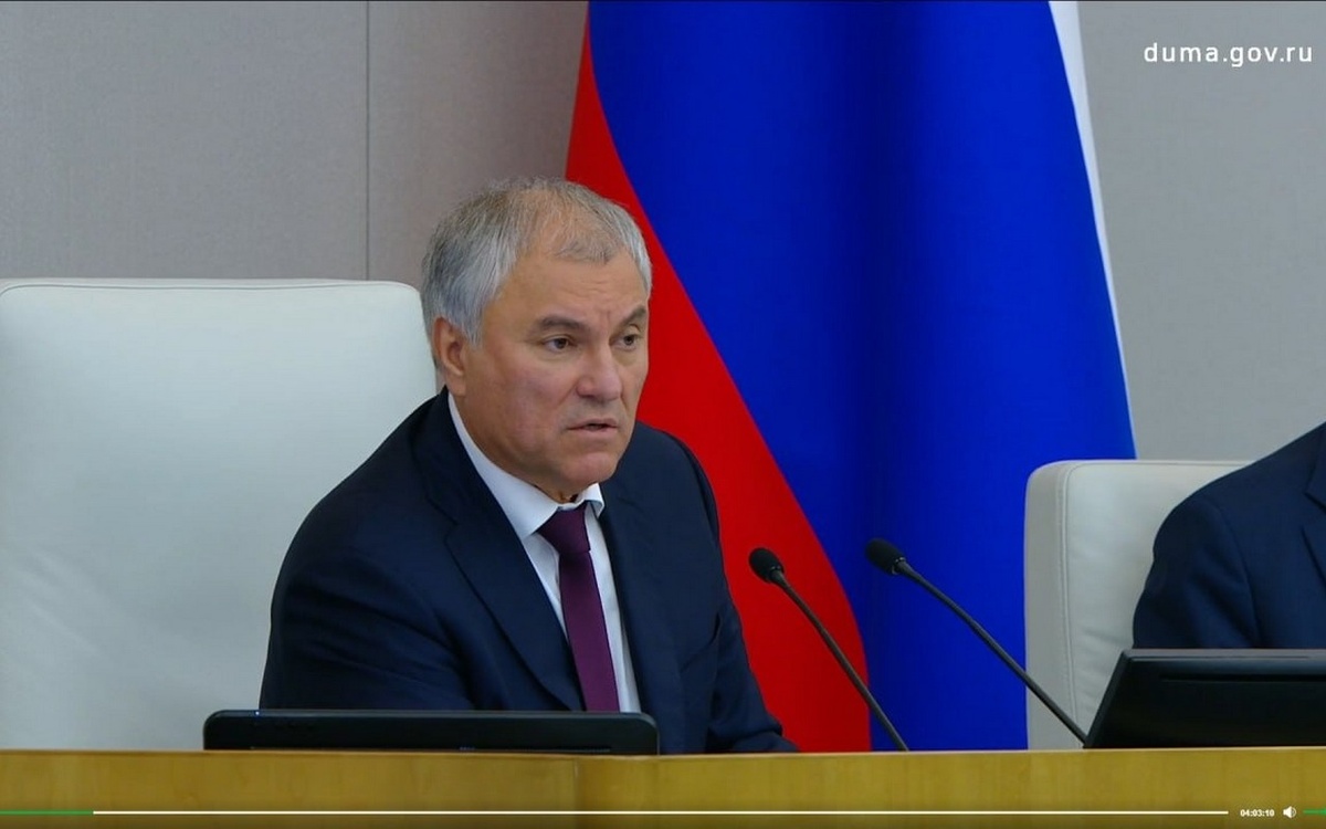    Председатель Госдумы подверг критике концессионное соглашение на строительство школы в Тамбовской области Скриншот из видеозаписи пленарного заседания Госдумы