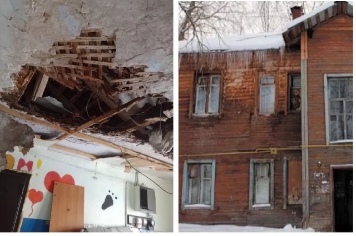    В подъезде частично обрушились потолочные перекрытия