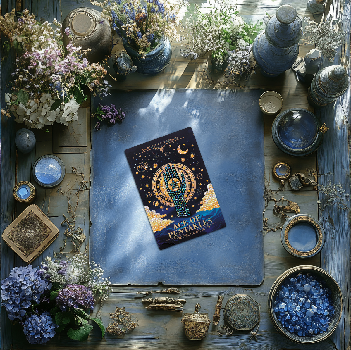 В алмазных мозаиках «Карты Таро» входят блестящие стразы, которые будут красиво мерцать, оживляя картинку. 