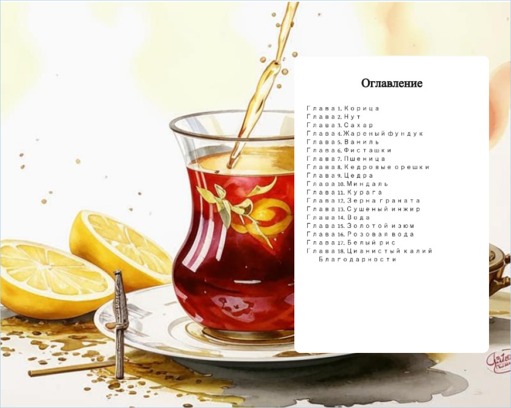 Главы романа