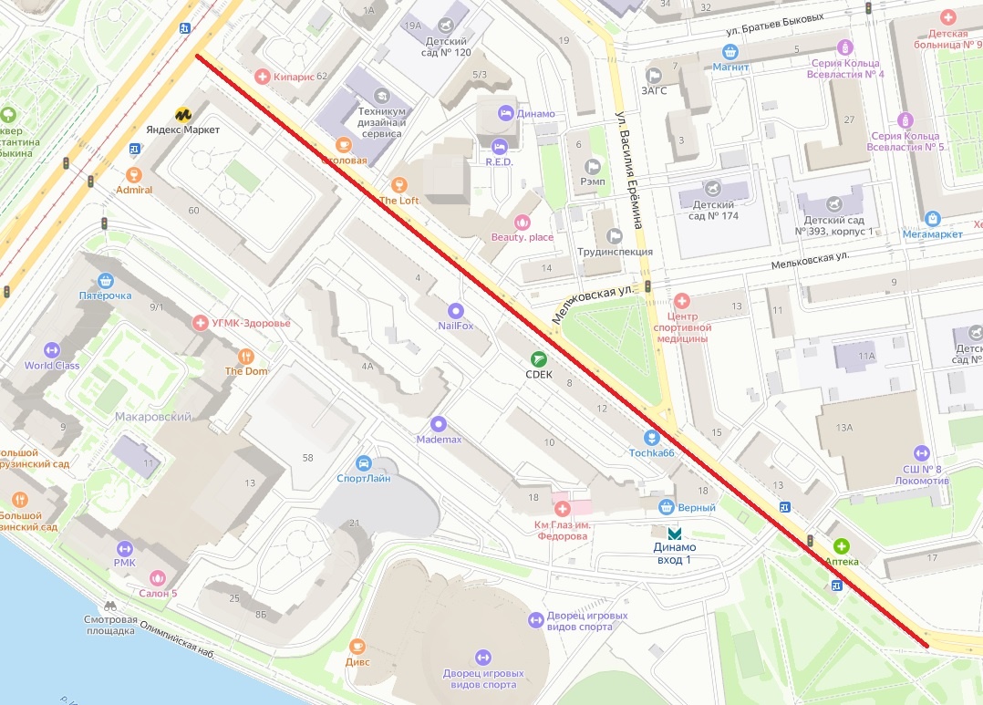 Переулок Красный (Екатеринбург)  © Яндекс