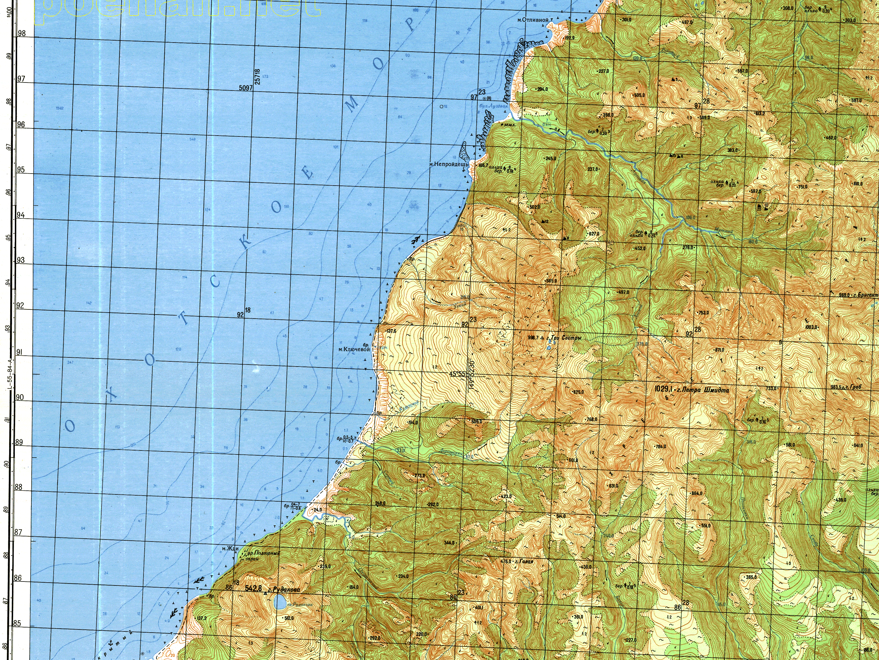 Охоткое побережье Урупа. Мысы, о которых идет рассказ.