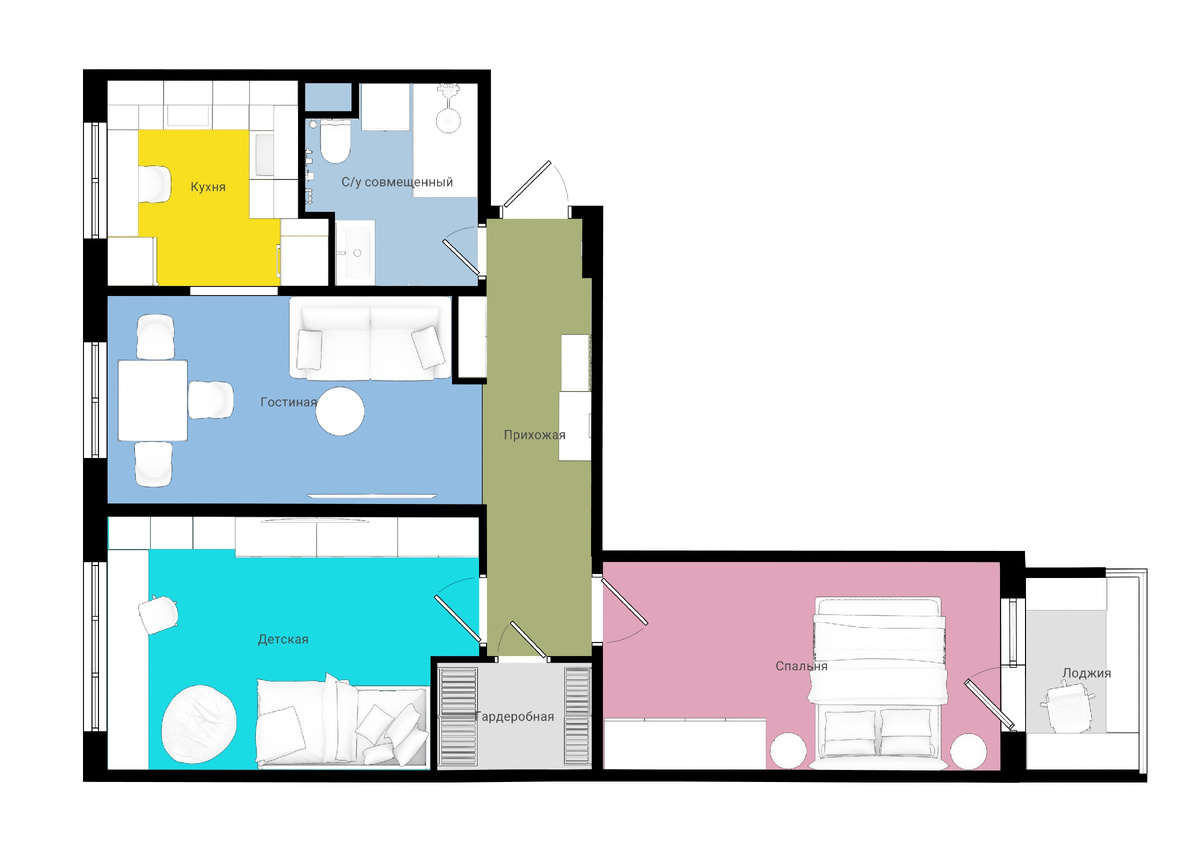 Эскиз перепланировки в Планоплан