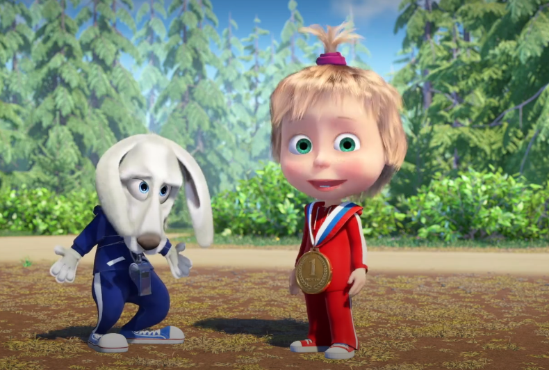 Кадр из мультфильма Маша и Медведь. Готовимся стать чемпионами