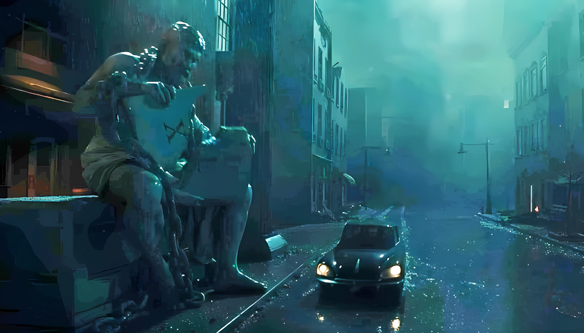 Кадр из фильма «Megalopolis». Режиссер: Фрэнсис Форд Коппола. Производство: American Zoetrope, Caesar Film. Показ в России: Экспонента