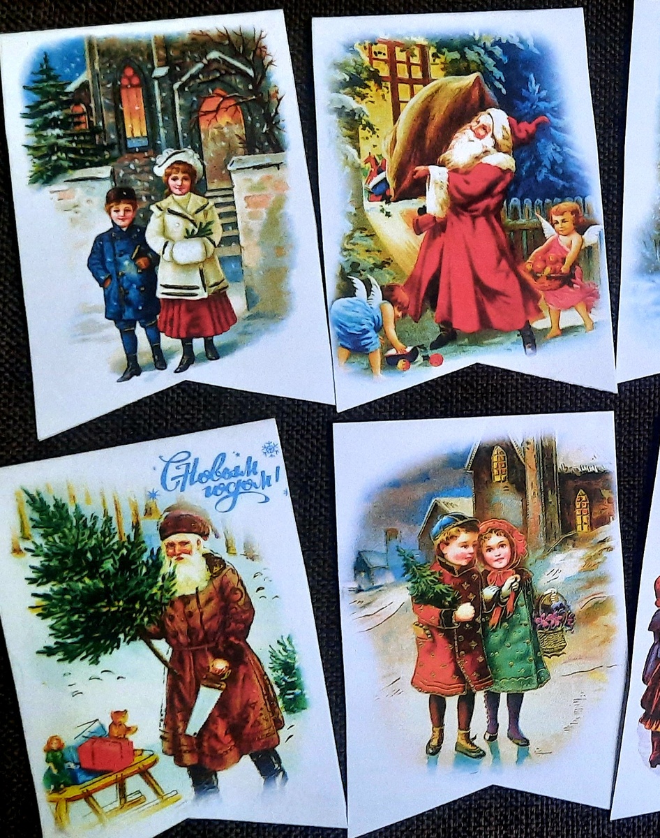 Два разных персонажа Дедов: внизу и вверху. На одном  вообще "С Новым годом!" уже написали - издание-то современное.