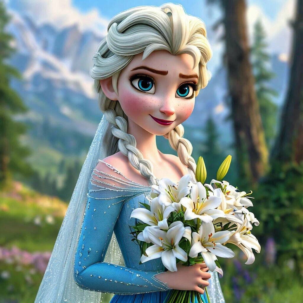Принцесса Эльза с букетом белых лилий