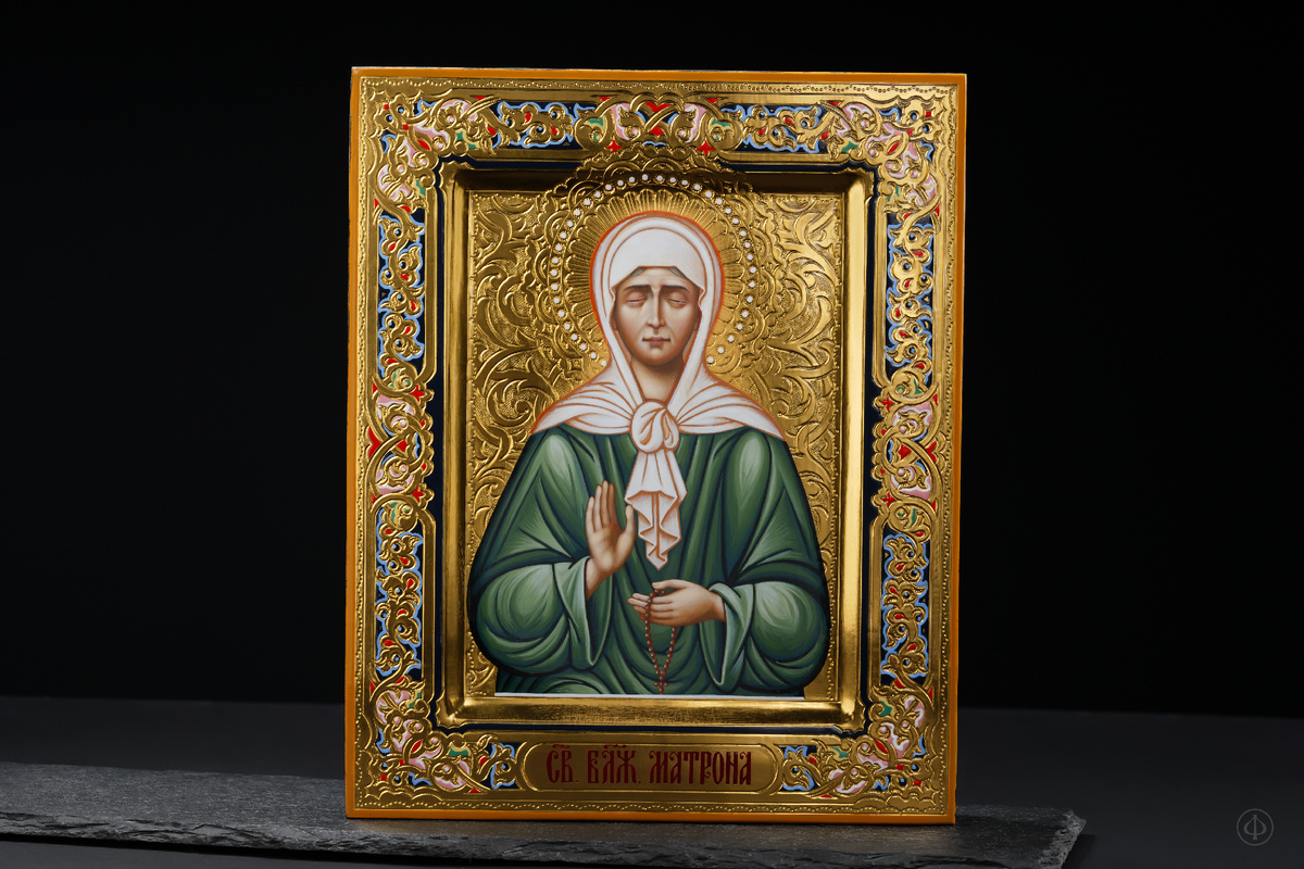 Икона ручной работы - Блаженная Матрона Московская - Работа ювелирного дома "Дмитрий Федоров"