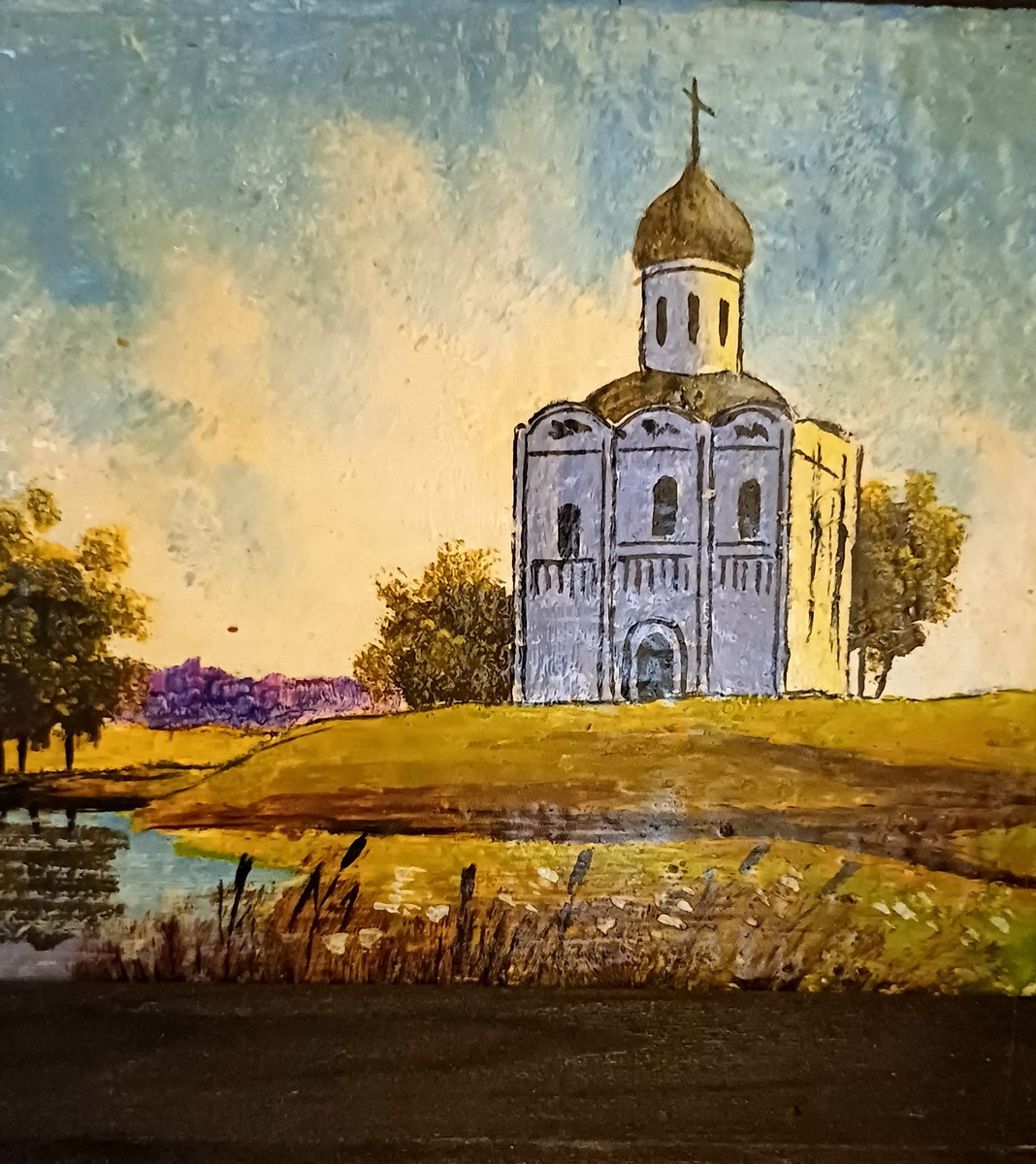 Церковь Покрова на Нерли. Фотография картины из личной коллекции автора Т. ФЕДОТОВОЙ