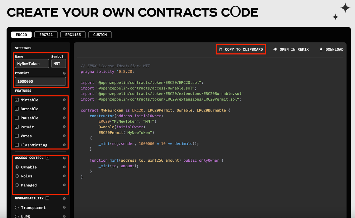 Настройка конструктора токенов

