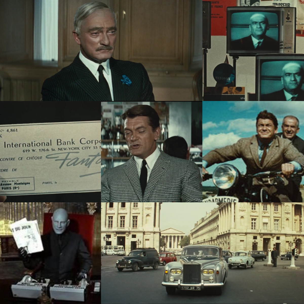 Коллаж автора из скриншотов кадров из фильма "Фантомас" (1964) 