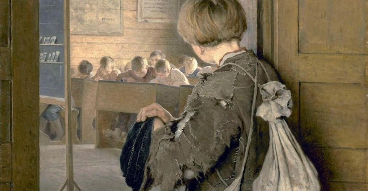 Фото: Н. Богданов-Бельский «У дверей школы»