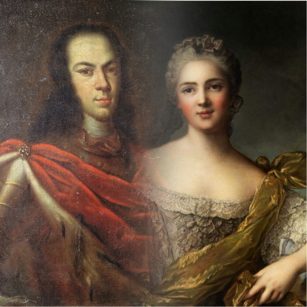 Портрет царевича Алексея. Неизвестный художник. Женский портрет. Художник Жан Марк Натье. Коллаж автора.  