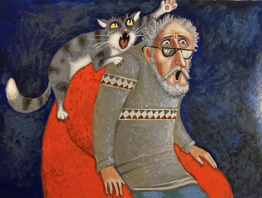 КАРТИНА художника АЛЕКСАНДРА ЯНИНА под названием " ФУТБОЛ " Бумага темпера