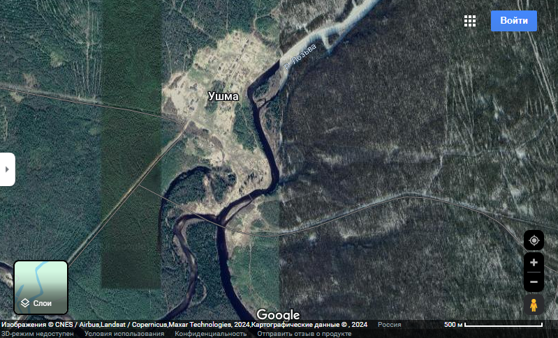 Фото 2. Местность около Ушмы. Кадр Google Map.