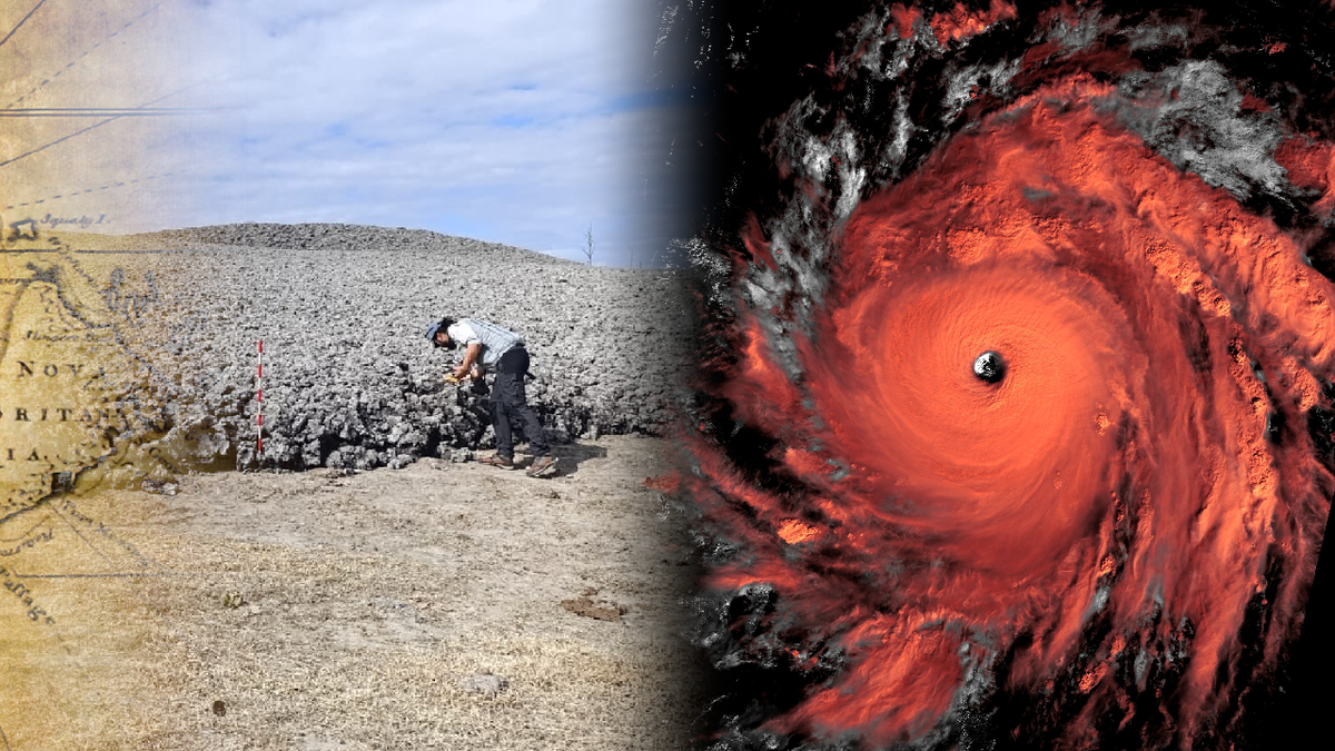 Бурная деятельность вулкана и снимок супертайфуна (изображение SWIR-диапазона)