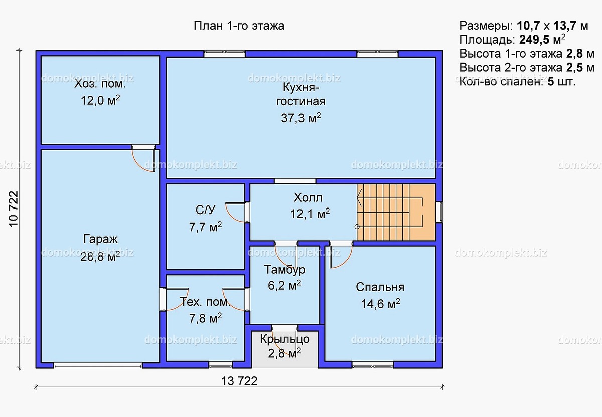 Планировка 1-го этажа дома по проекту "Тарко-Сале"